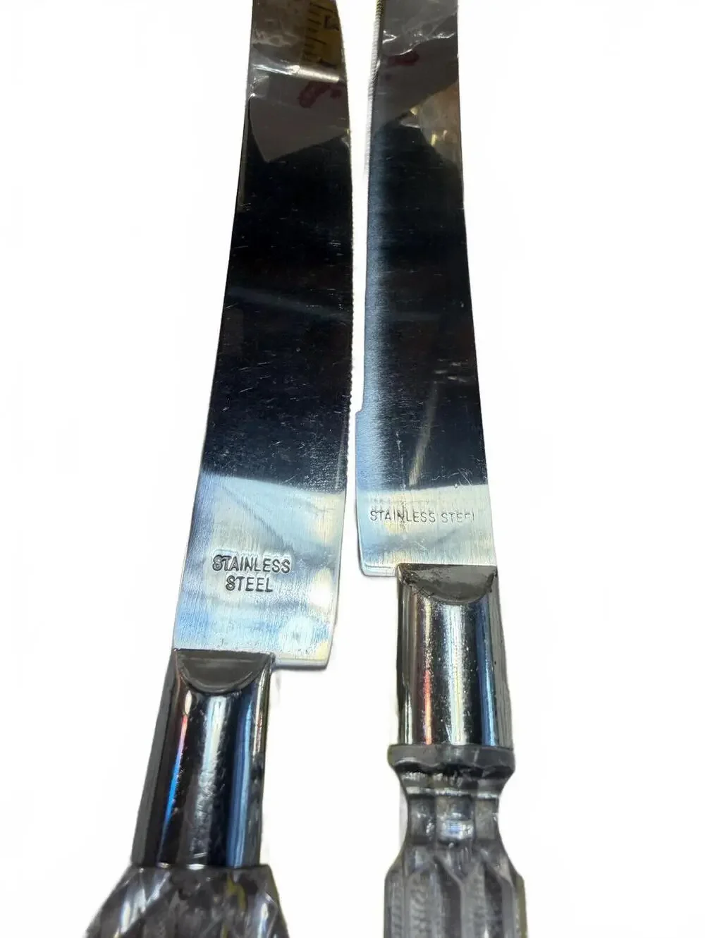 Set of 2 Stainless Steel Serving Knives with Clear Acrylic Handles